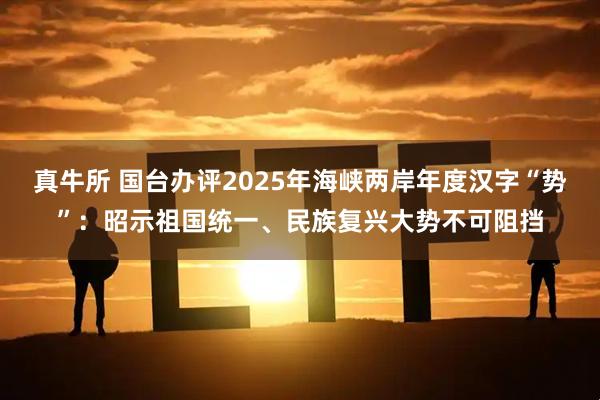 真牛所 国台办评2025年海峡两岸年度汉字“势”：昭示祖国统一、民族复兴大势不可阻挡