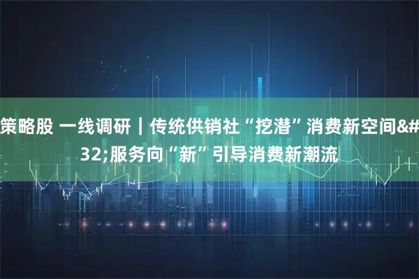 策略股 一线调研｜传统供销社“挖潜”消费新空间 服务向“新”引导消费新潮流